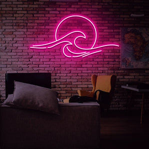 Moon And Wave Neon Sign